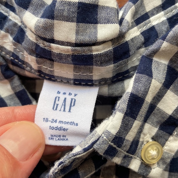 Baby GAP Navy White Checked Button Down Shirt 18-24m - Picture 2 of 6